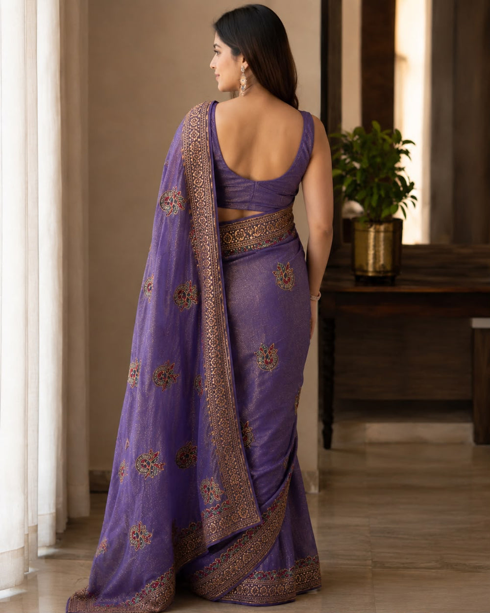 Aarya Luxe Premium Fancy Fabric Saree - Royal Lavender