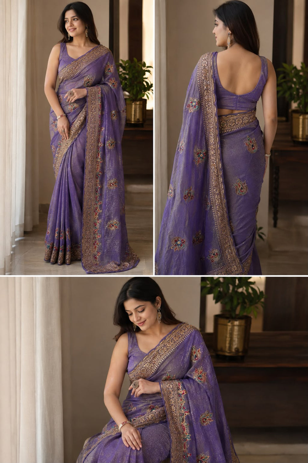 Aarya Luxe Premium Fancy Fabric Saree - Royal Lavender